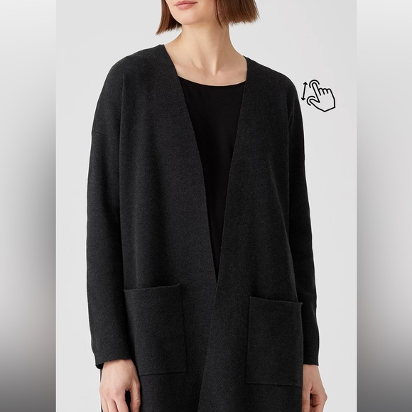 Eileen Fisher Organic Cotton Silk Cardigan, Black, NWOT - Picture 1 of 14
